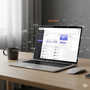 Clean workspace of a developer focused on modern CMS and website design.